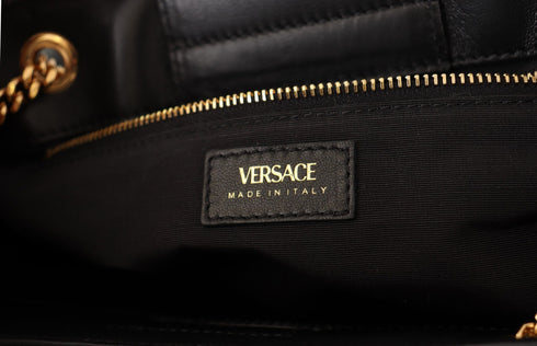 Versace Black Quilted Nappa Leather Medusa Tote Handbag